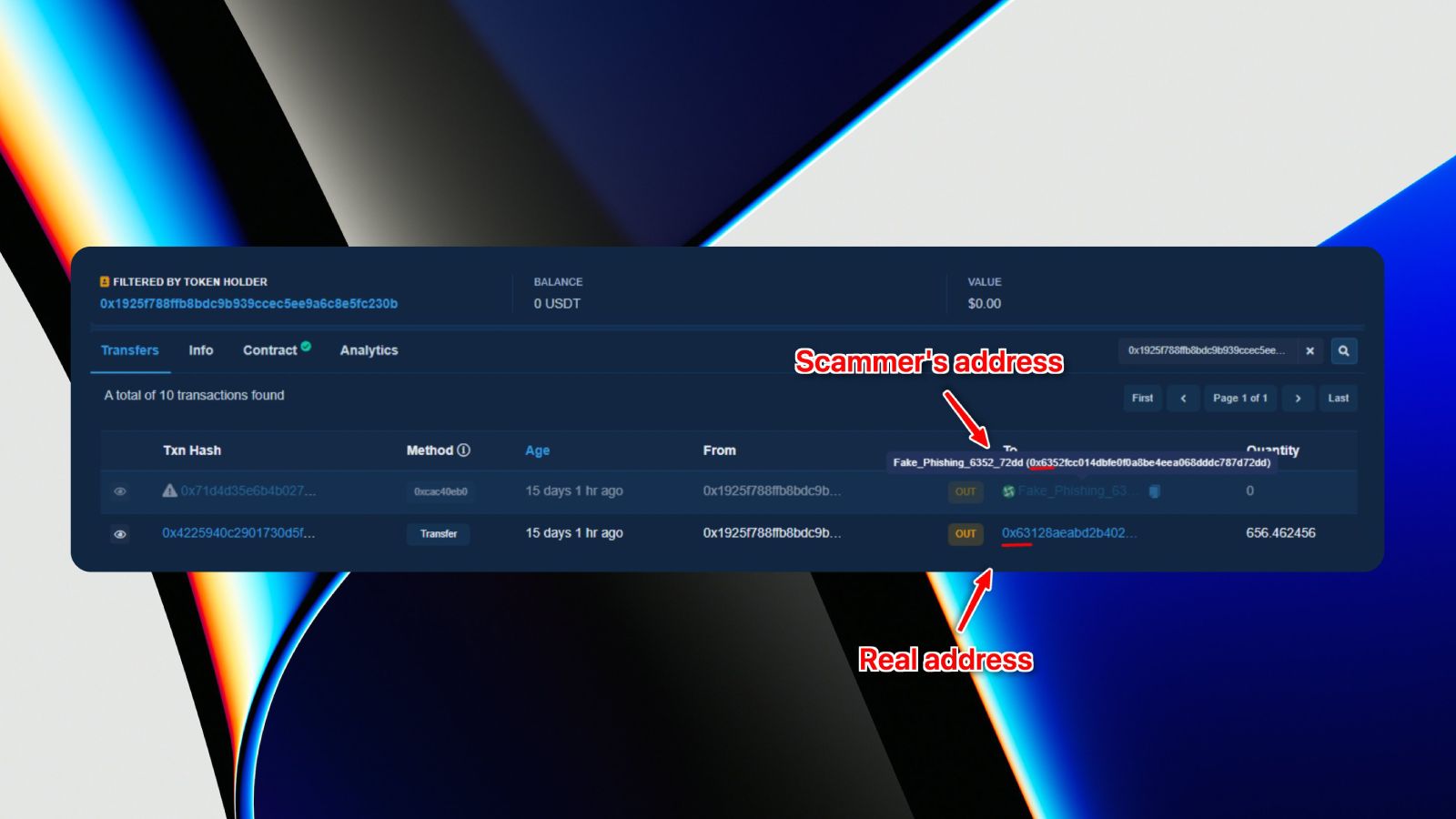 Address Poisoning Transaction History